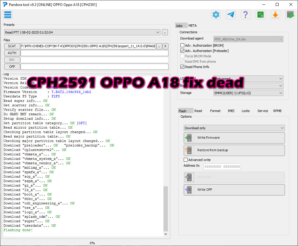 CPH2591 OPPO A18 fix dead