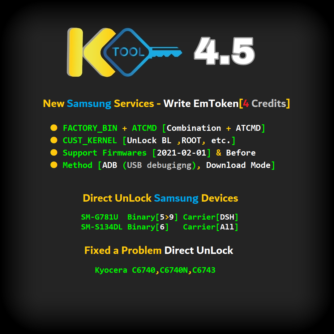 KEY-Tool 4.5 : -> ⚡️ New Samsung Services - Direct Write EmToken ✅