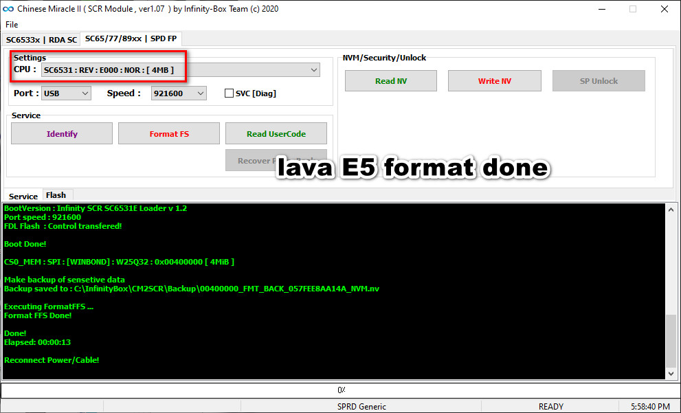    lava E5 format done