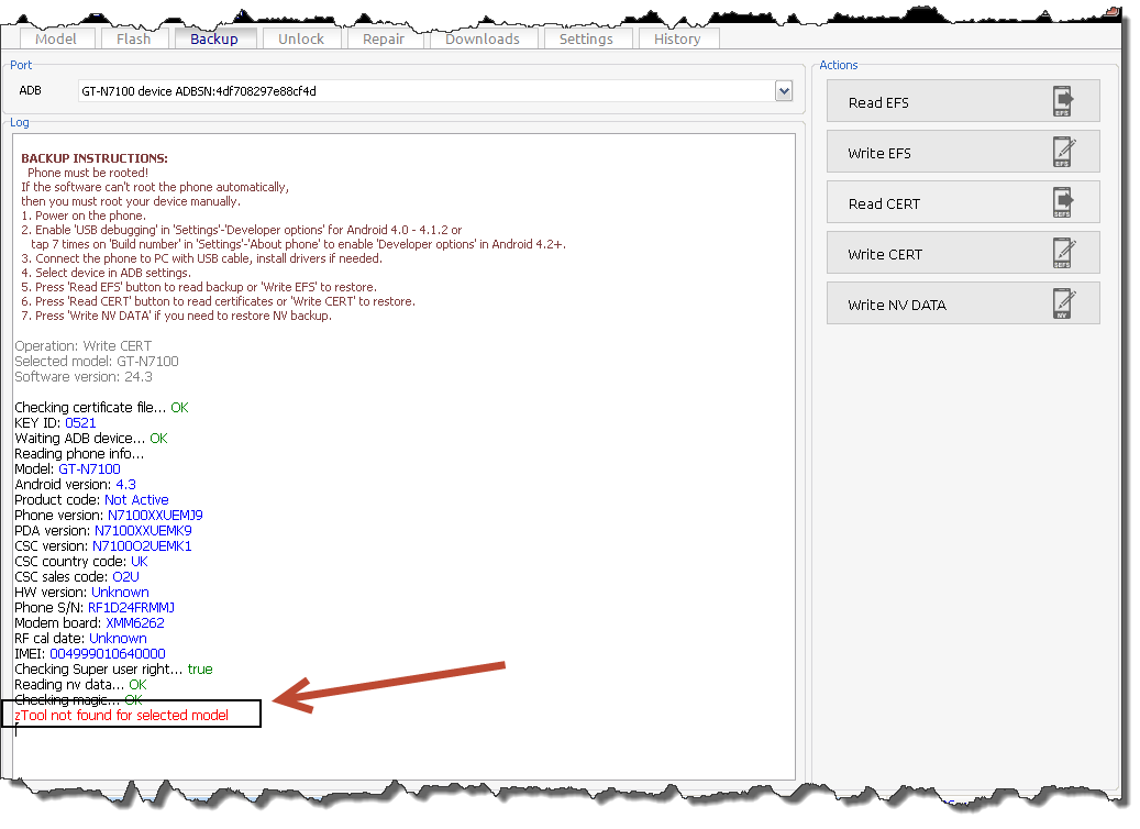 ����� ���� ����� ztool not found for selected model