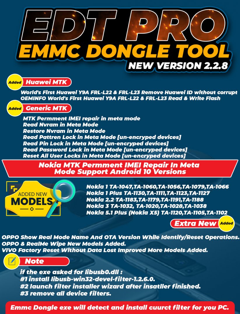 New Update EDT Pro (EMMC Dongle Tool) Version 2.2.8 -Date: 2th March 2021