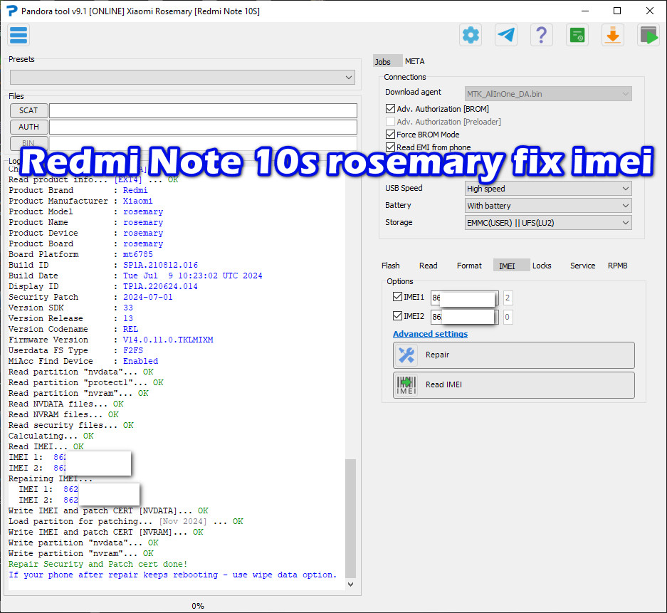 Redmi Note 10s rosemary fix imei done
