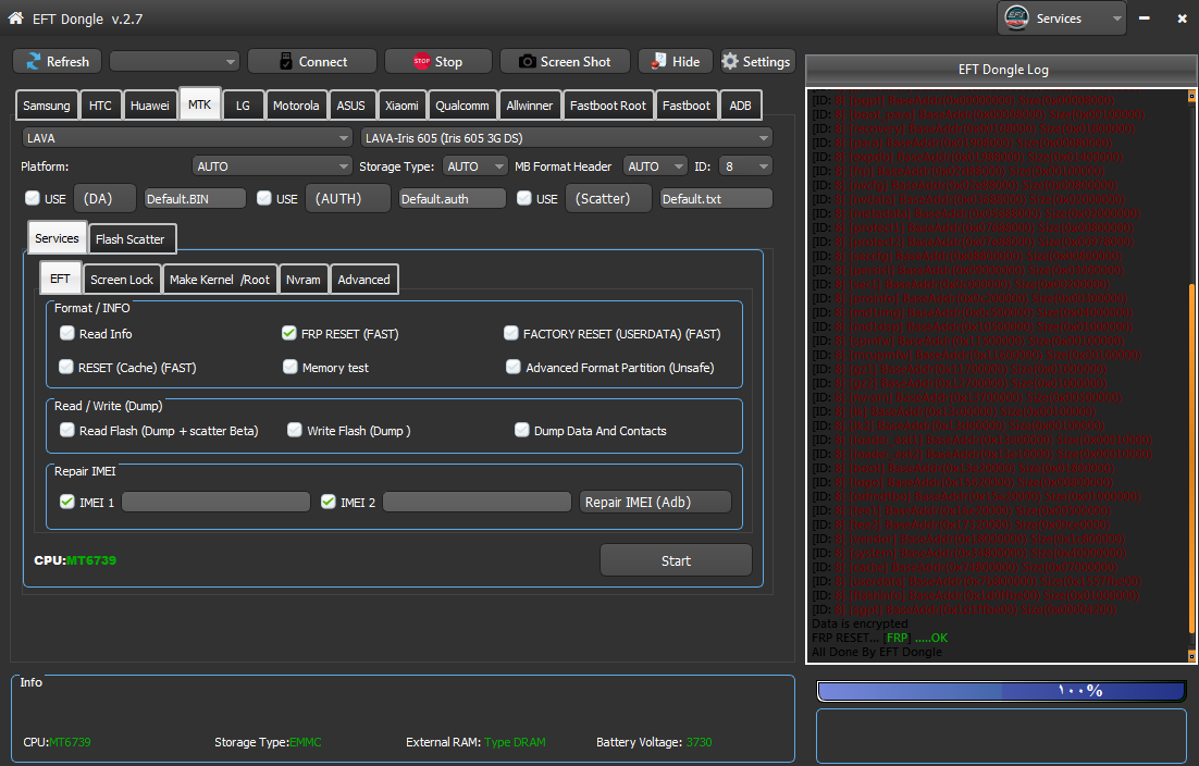 lava Iris 65 Remove frp Done