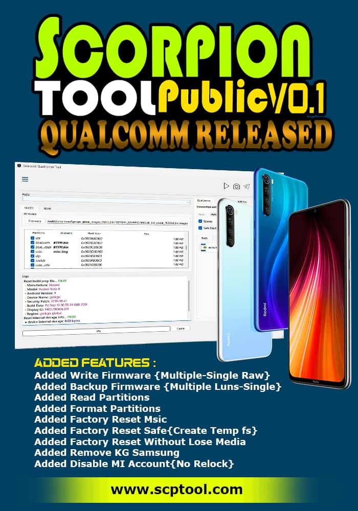 Scorpion Qualcomm Tool 1st Stable Version Software version 0.1 Realesed