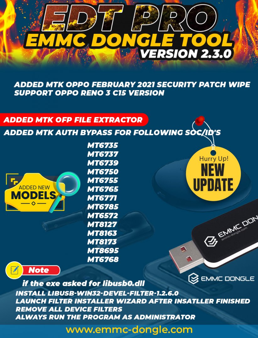 New Update EDT Pro (EMMC Dongle Tool) Version 2.3.0 -Date: 12th April 2021