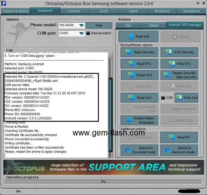 �� �� ����� IMEI �������� ������� Samsung SM-G920I S6