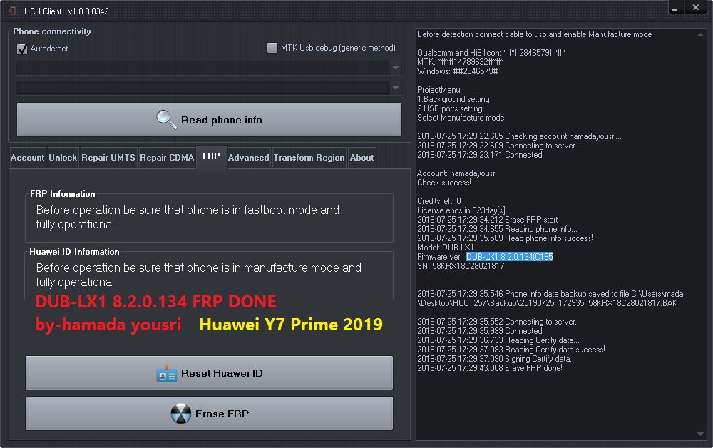 Huawei Y7 Prime 2019 DUB-LX1 8.2.0.134-FRP DONE