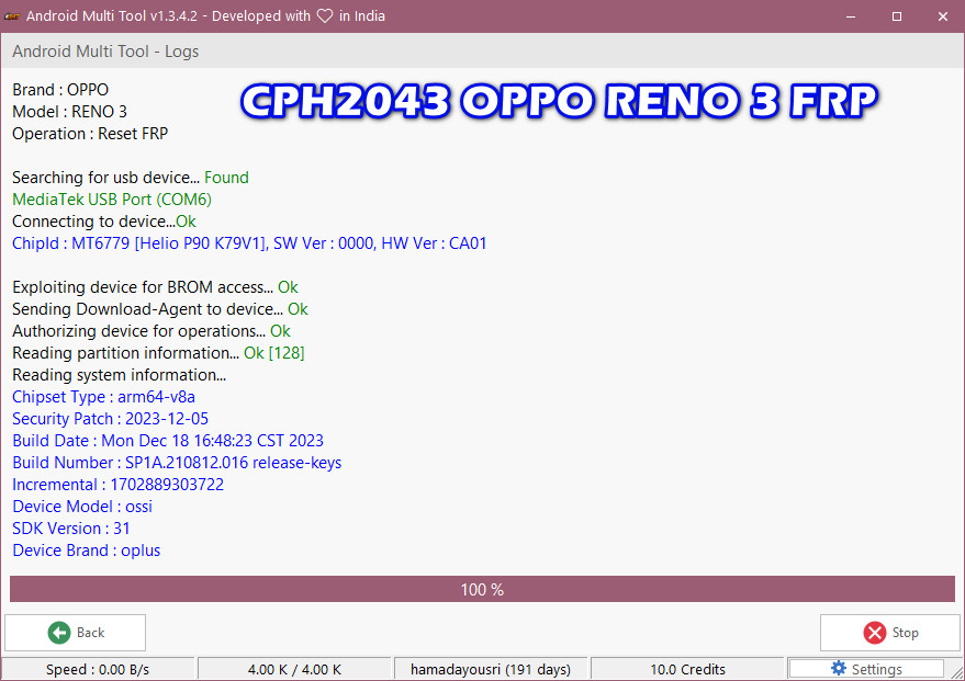 CPH2043 OPPO RENO 3 FRP