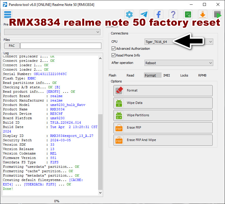 RMX3834 realme note 50 factory reset
