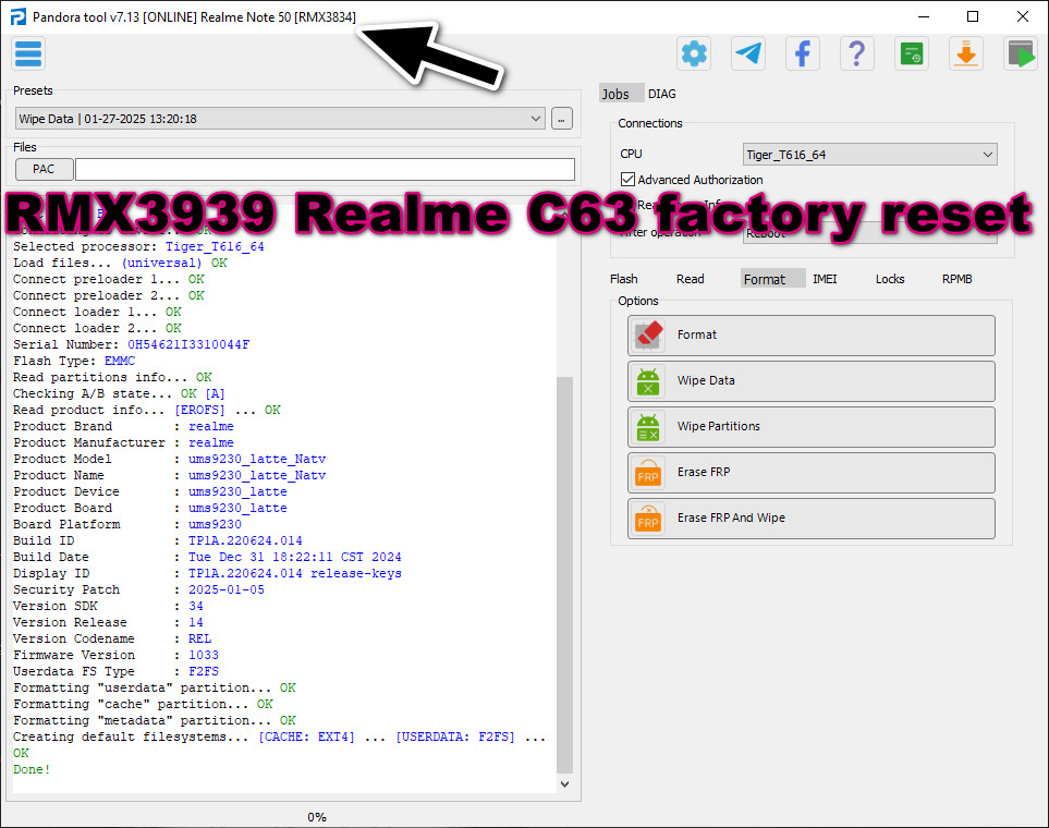 RMX3939 Realme C63 factory reset