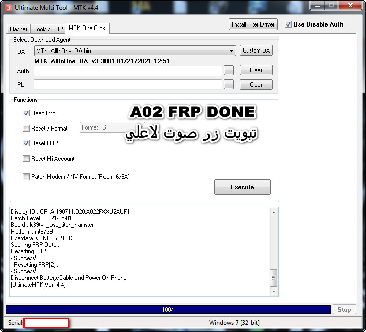 Samsung A02 FRP DONE without test point