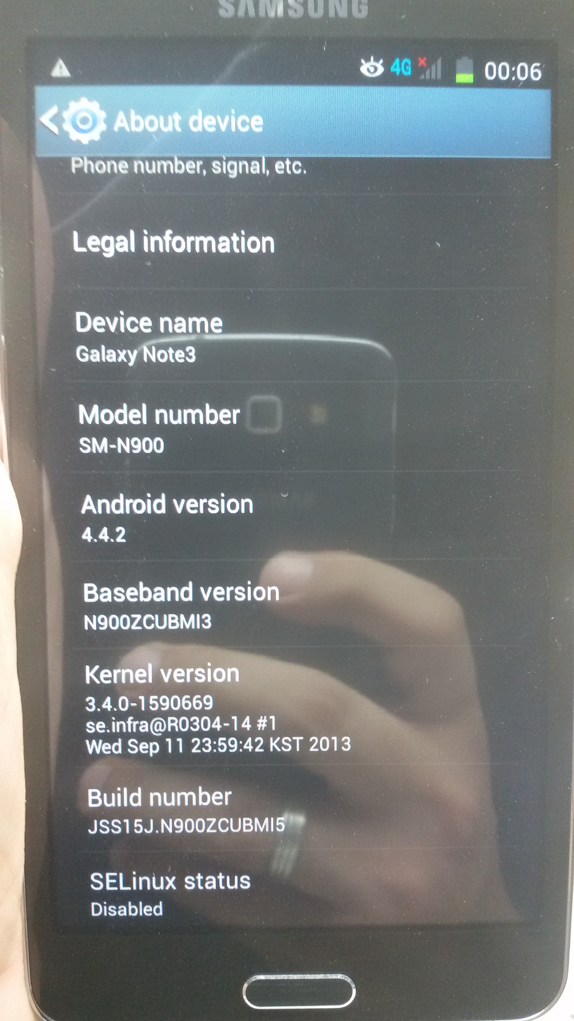 ����� SM-N9006 CPU MT6572 SW0000 Ver CA01 EMMC Size 0x00EC000000