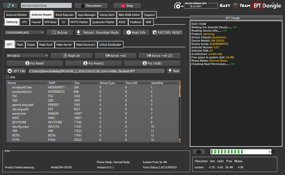 ROOT G9350 using EFT Dongle