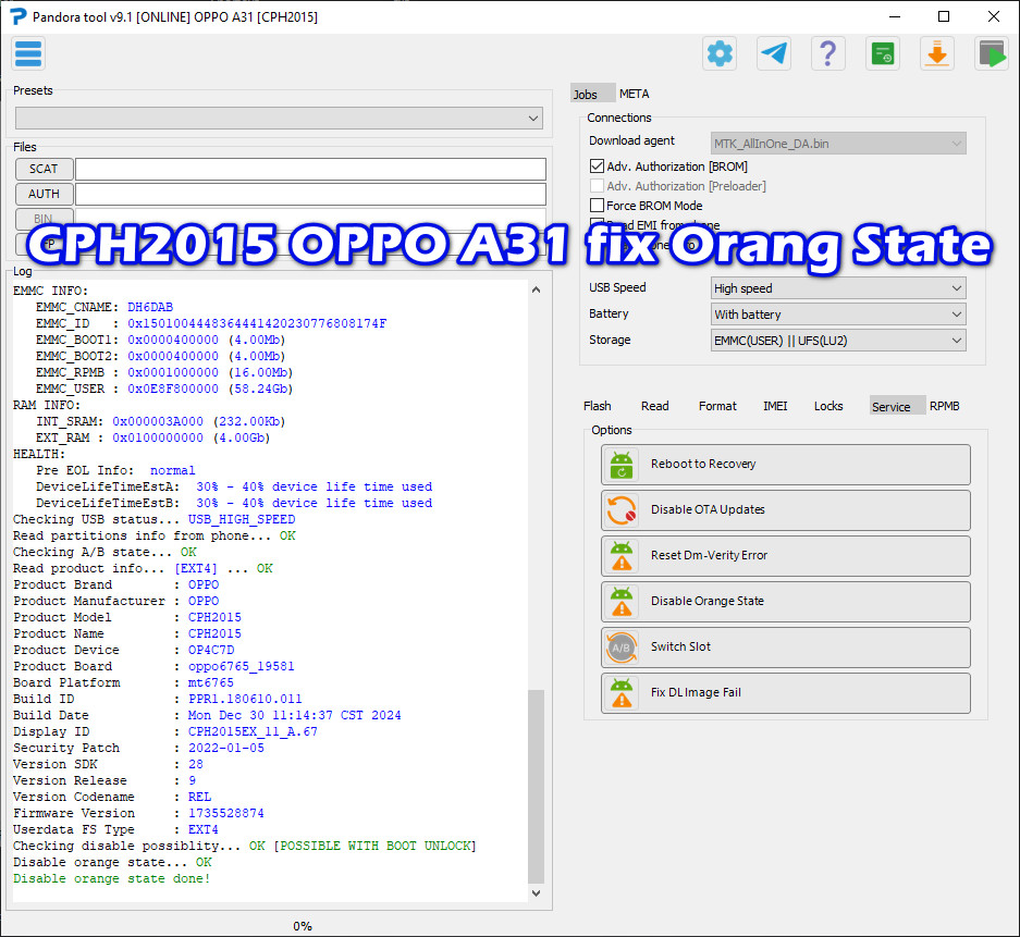 CPH2015 OPPO A31 fix imei
