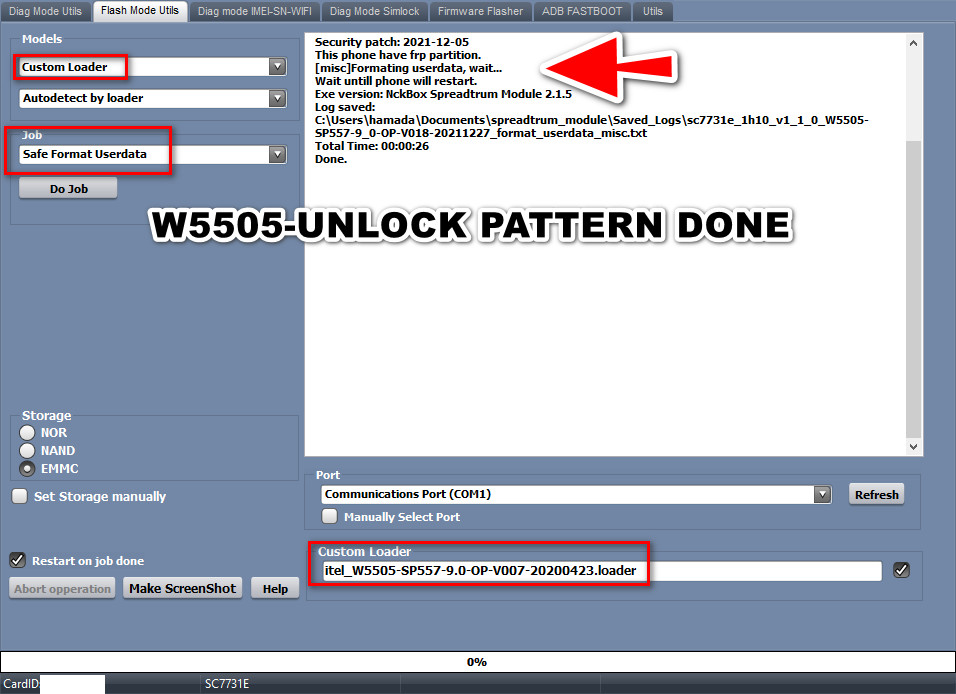 W5505-UNLOCK PATTERN DONE