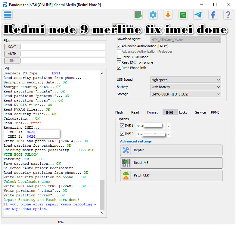 Redmi note 9 merline fix imei done