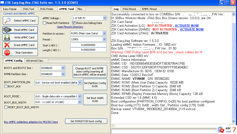 n7100 Can't init EMMC, Reason: CMD Timeout Error