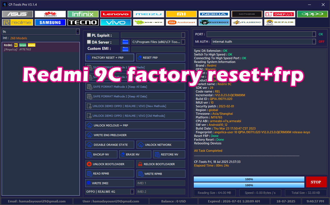 Redmi 9C factory reset+frp