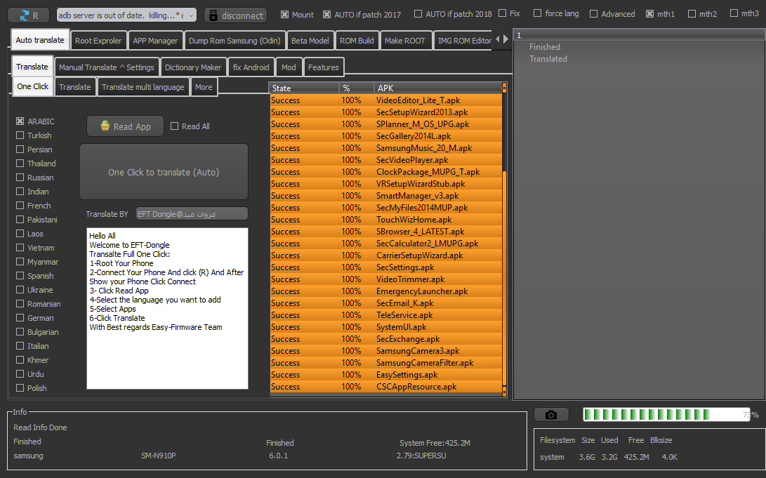 N910p Root and add Arabic Done by Great EFT