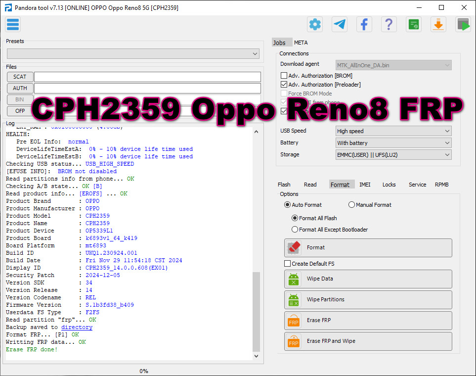 CPH2359 Oppo Reno8 5G FRP DONE🆕