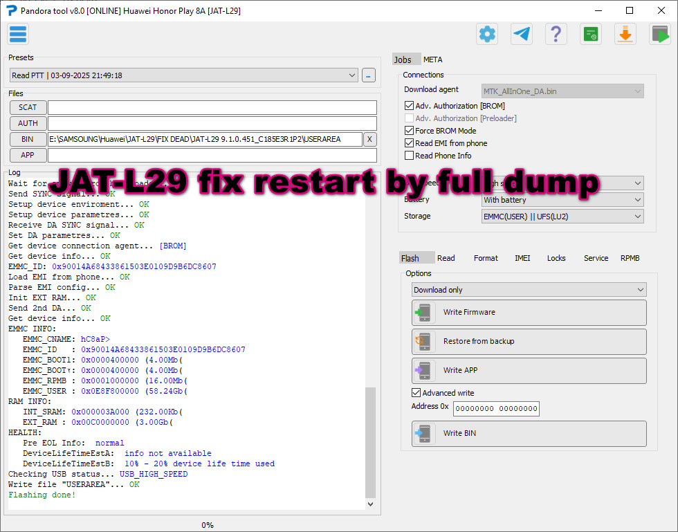 �� �� ����� ������ JAT-L29 fix restart